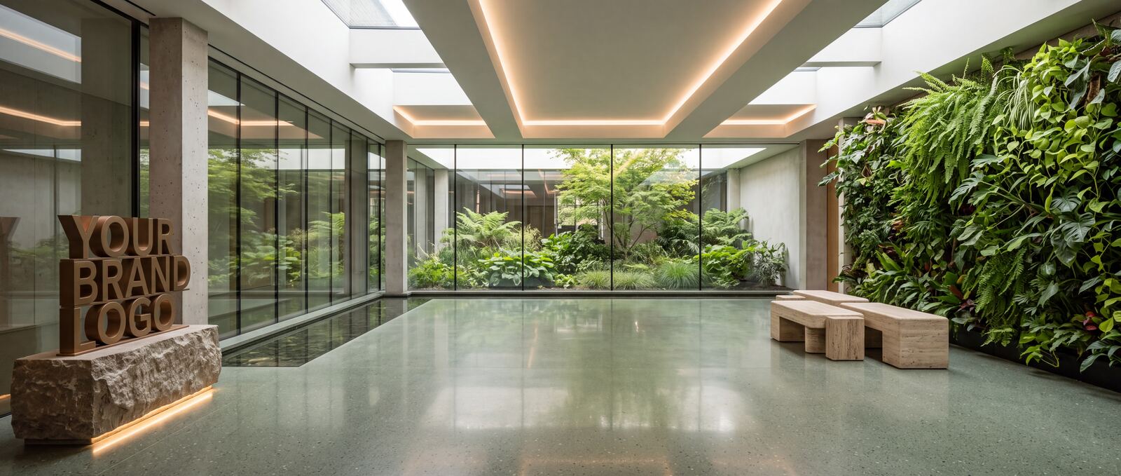 The Atrium showroom concept — sunlit space with botanical accents