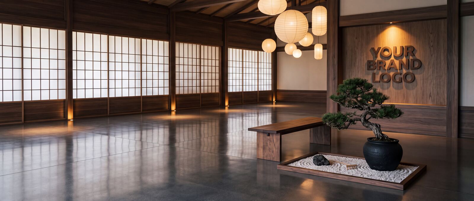 The Tea House showroom concept — Japanese-inspired shoji screens and lanterns