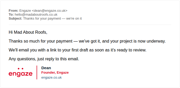 Payment confirmation email