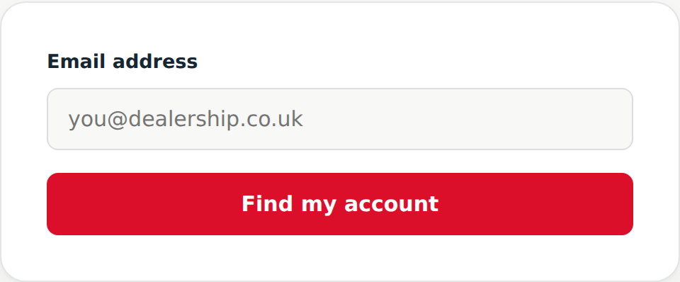Email address entry screen